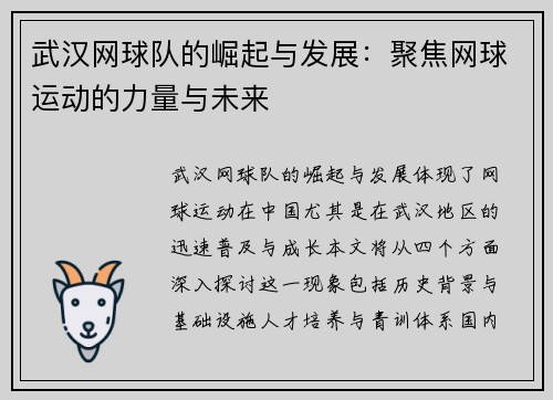 武汉网球队的崛起与发展：聚焦网球运动的力量与未来
